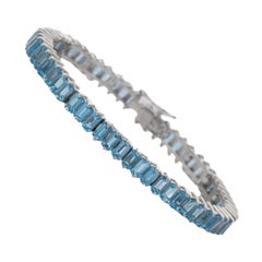 925 Sterling Silver Blue Topaz Tennis Bracelet for Wedding