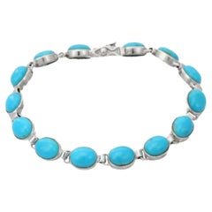 Sterling Silver Turquoise Gemstone Bracelet Unisex Gift