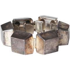 YSL Hallow Metal Cube Bracelet circa 1980s