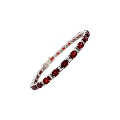 Deep Red Garnet and Diamond 925 Sterling Silver Tennis Bracelet for Women Gift