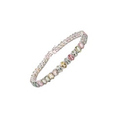 Pulsera de tenis con multiturmalina de 24,75 quilates para regalo de mamá en plata de ley