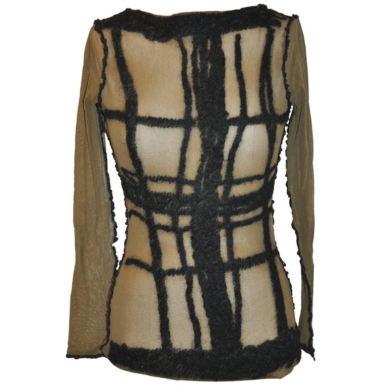 Jean Paul Gaultier Olive Netted Accented Black Embroidered Stretch ...