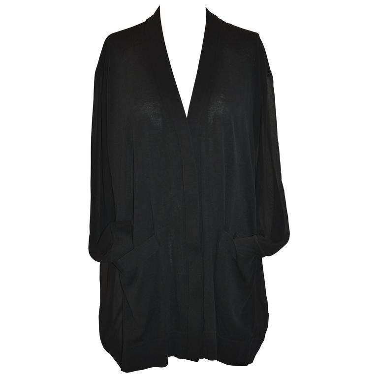 COS Black Cotton Panel Front Accented with Sheer Side and Back Cardigan ...