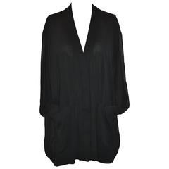 COS Black Cotton Panel Front Accented with Sheer Side & Back Cardigan