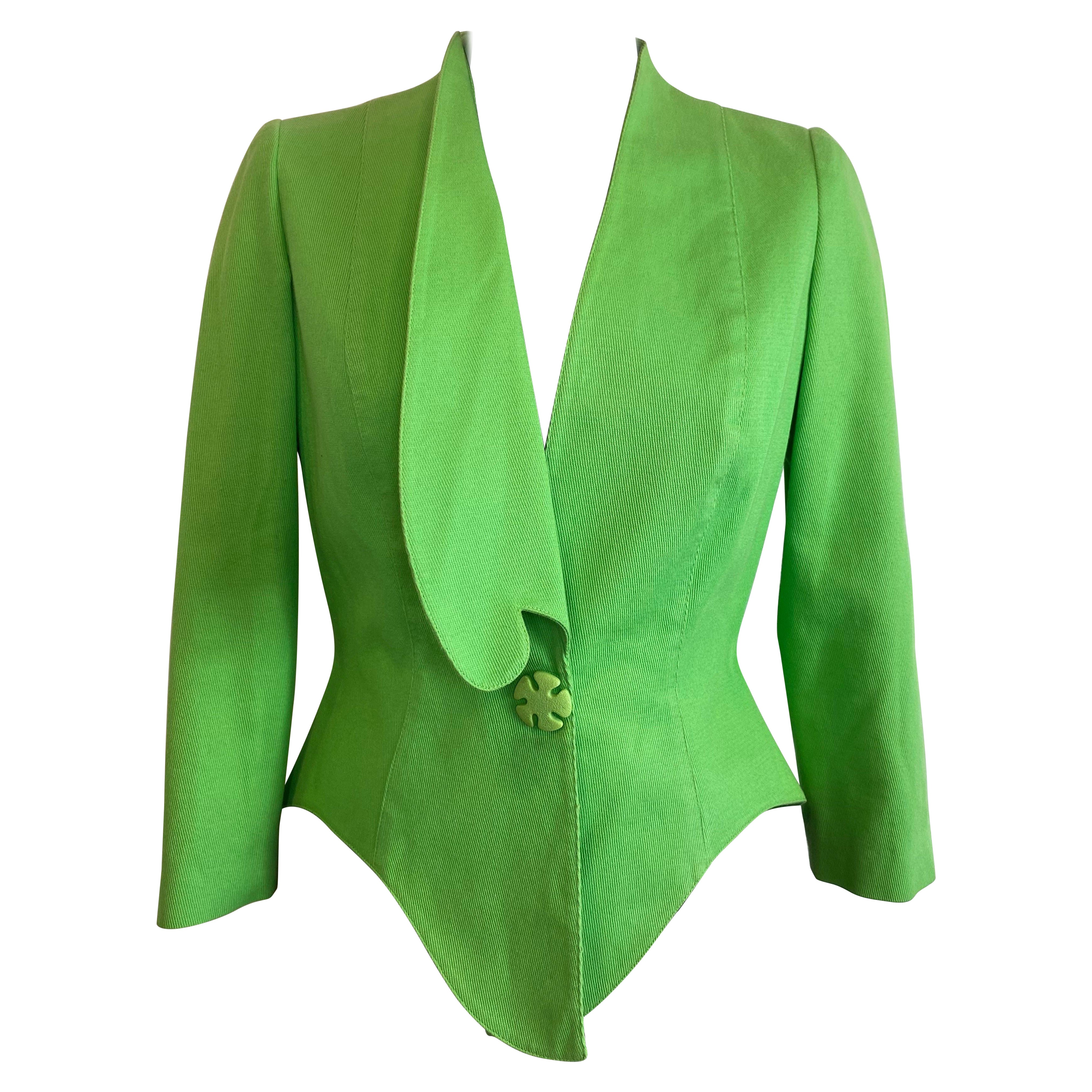 Green vintage Mugler Jacket For Sale