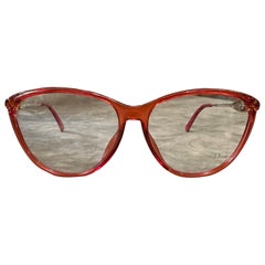1980s Vintage Red Acetate and Brass Elegant Eyeglasses by Christian Dior