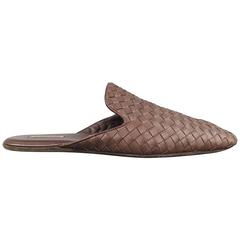 Men's BOTTEGA VENETA Size 10 Brown Woven Vachetta Leather Slippers