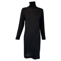 Hermes Black Wool Silk Pull on Turtleneck Long Sleeve Dress Small