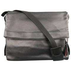 BALLY Black Leather Perforated Trainspotting Back Messenger Bag