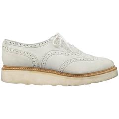 Men's HERITAGE RESEARCH Size 9 White Suede Lace Up Platform Brogues Shoes