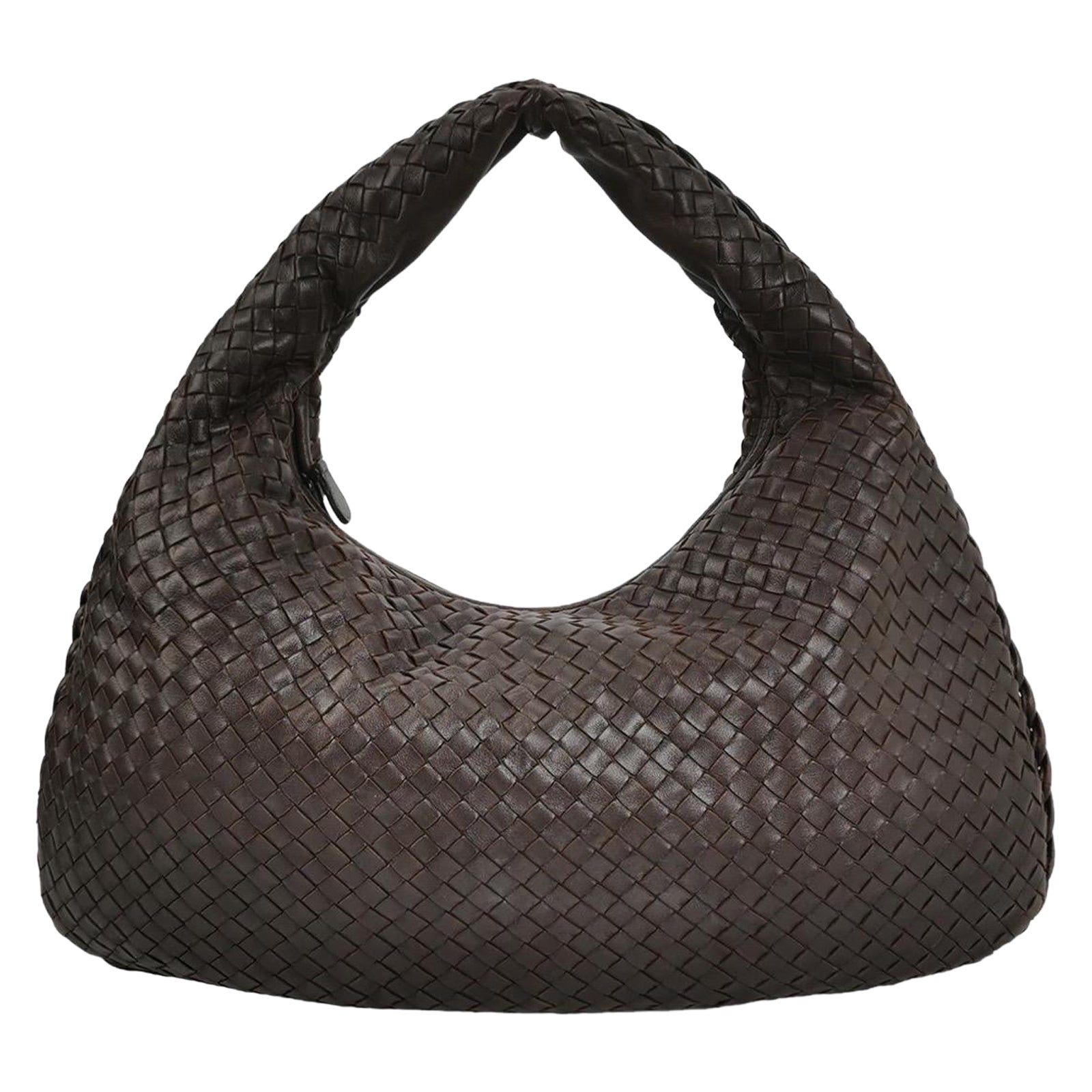 Bottega Veneta Veneta Hobo Dark Chocolate Brown Intrecciato Leather Bag 48cm For Sale