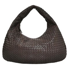 Bottega Veneta Bolso Hobo Piel Intrecciato Marrón Chocolate Oscuro 48cm