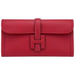Hermes Rouge Grenat Jige Elan Clutch 29cm Bag Garnet Red Jewel 
