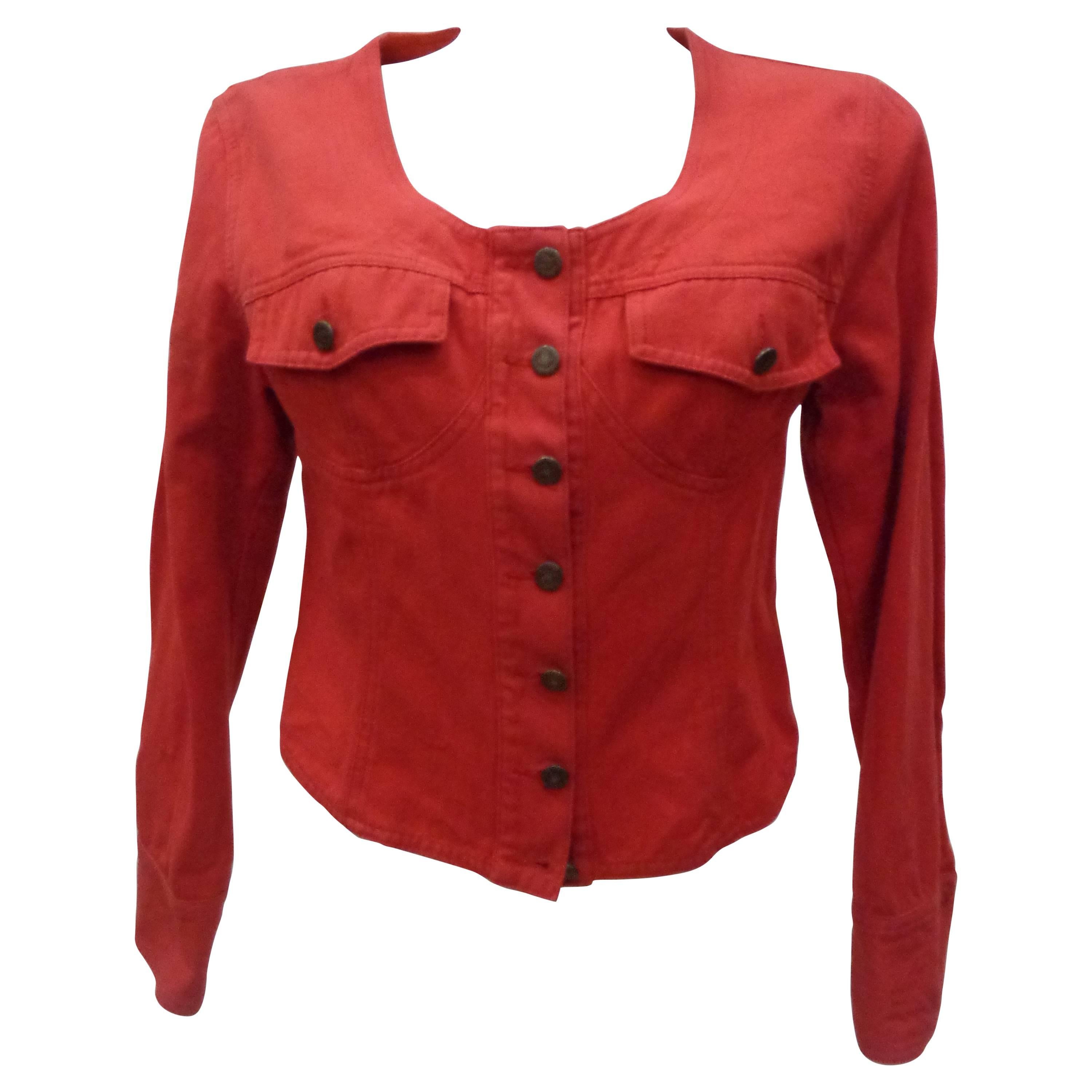 Moschino Jeans by Moschino Red Cotton Jacket