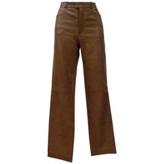 Gucci by Tom Ford Brown Leather Trousers