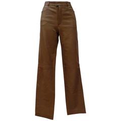 Gucci by Tom Ford Brown Leather Trousers 6