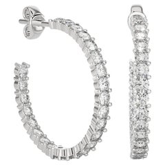 Pendientes de aro en forma de C de oro blanco macizo de 14 quilates con moissanita auténtica para mamá Joyas