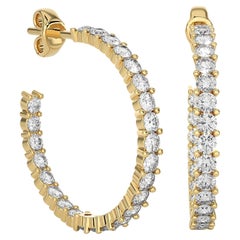14k Solid Yellow Gold Moissanite C-Hoop Earrings Mothers Day Gift Jewelry (Boucles d'oreilles en or jaune Moissanite)