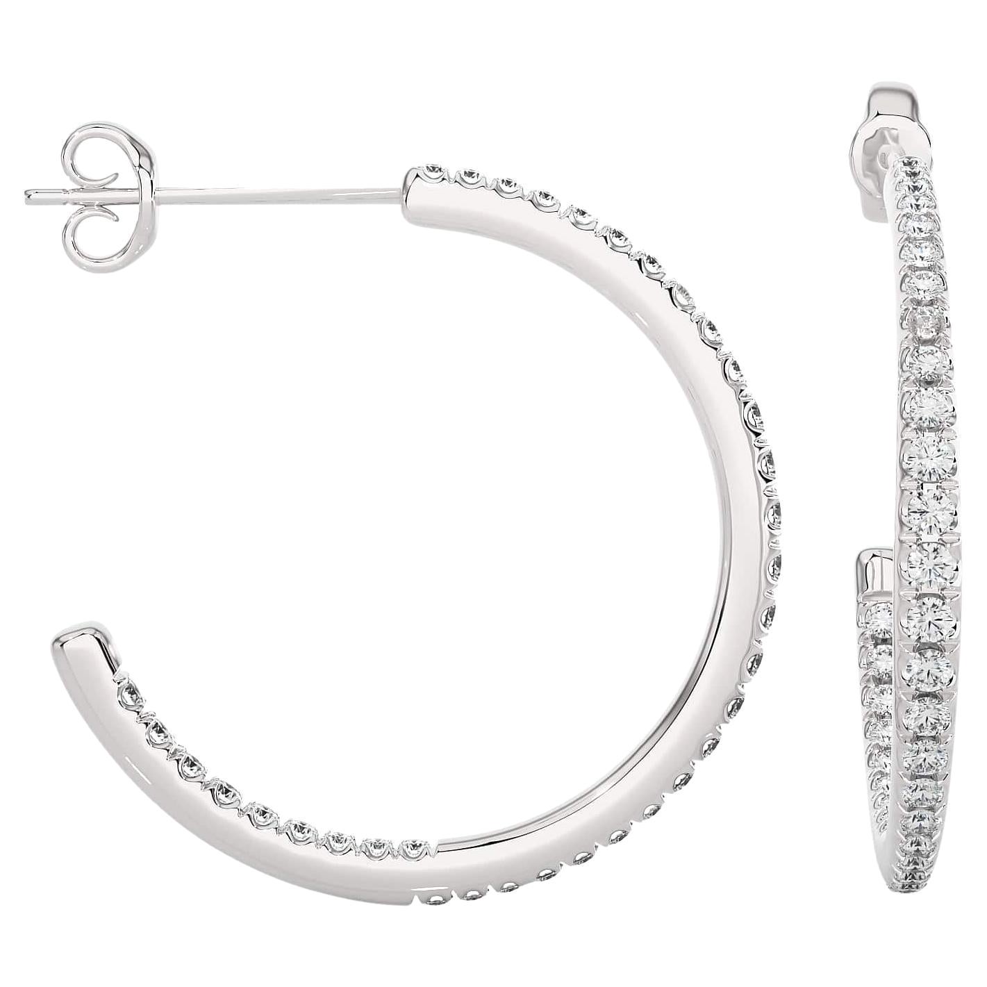 Moissanite Open Hoop Engagement Earrings Crafted in 925 Sterling Silver For Sale