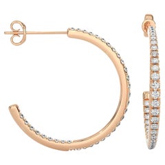 Elegantes pendientes de aro en C con moissanita para mamá en plata de ley chapada en oro rosa
