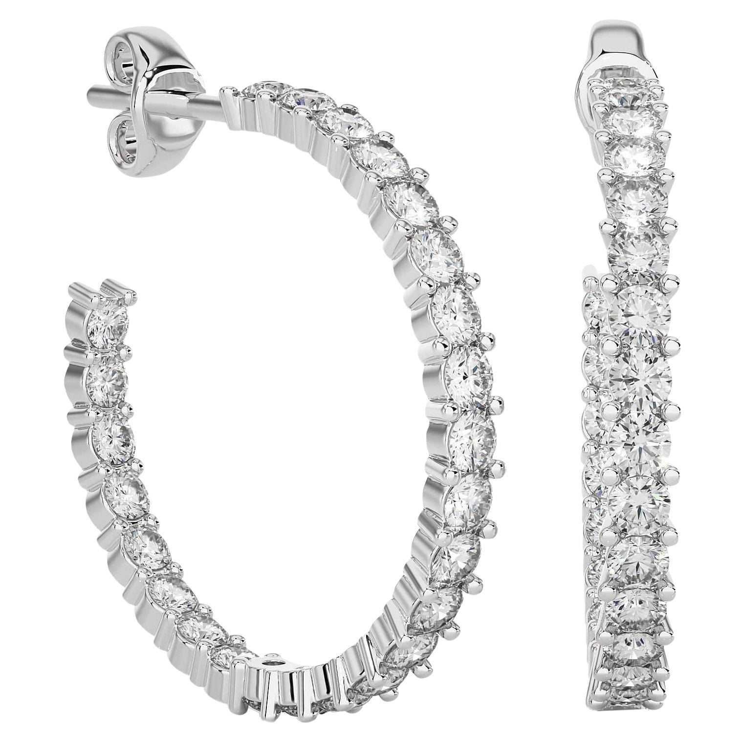 925 Sterling Silver Moissanite C-Hoop Earrings Engagement Gift for Her en vente