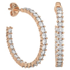 Pendientes de aro en C de moissanita de plata de ley chapados en oro rosa Regalo para el Día de la Madre