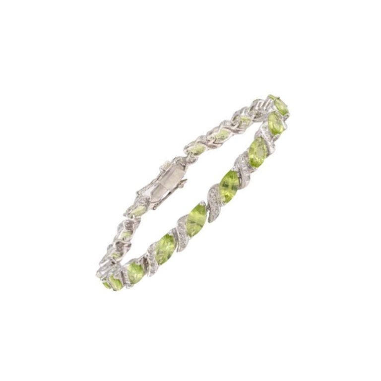 Peridot and Diamond Wedding Bracelet for Mom Gift Crafted in Sterling Silver For Sale