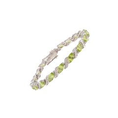 Bracciale nuziale con peridoto e diamanti per la mamma, regalo realizzato in argento sterling