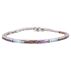 Bracelet tennis élégant en argent sterling avec plusieurs pierres précieuses pour grand-mère