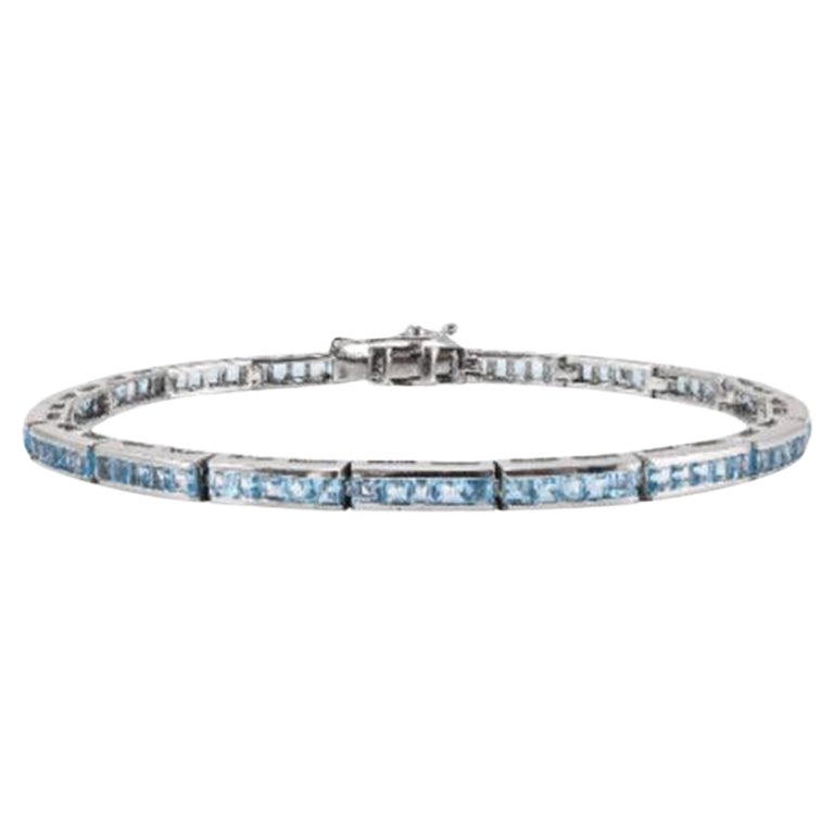 Elegantes Tennisarmband aus Sterlingsilber mit blauem Topas und Edelsteinen für Mom Gift Jewelry im Angebot