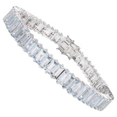 19.45 CTW Aquamarine Tennis Bracelet for Mother Gift Made in Sterling Silver