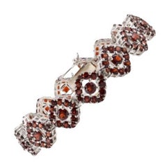 Pulsera de boda con granate de 17,25 quilates, piedra de nacimiento de enero, para mamá, en plata de ley