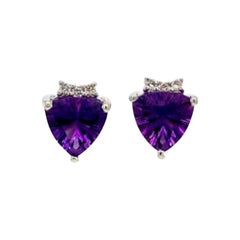 Orecchini a perno in argento 925 con diamante e ametista Trillion per tutti i giorni