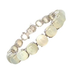 71.45 Carat Round Cabochon Cut Moonstone Tennis Bracelet for Mom in 925 Silver