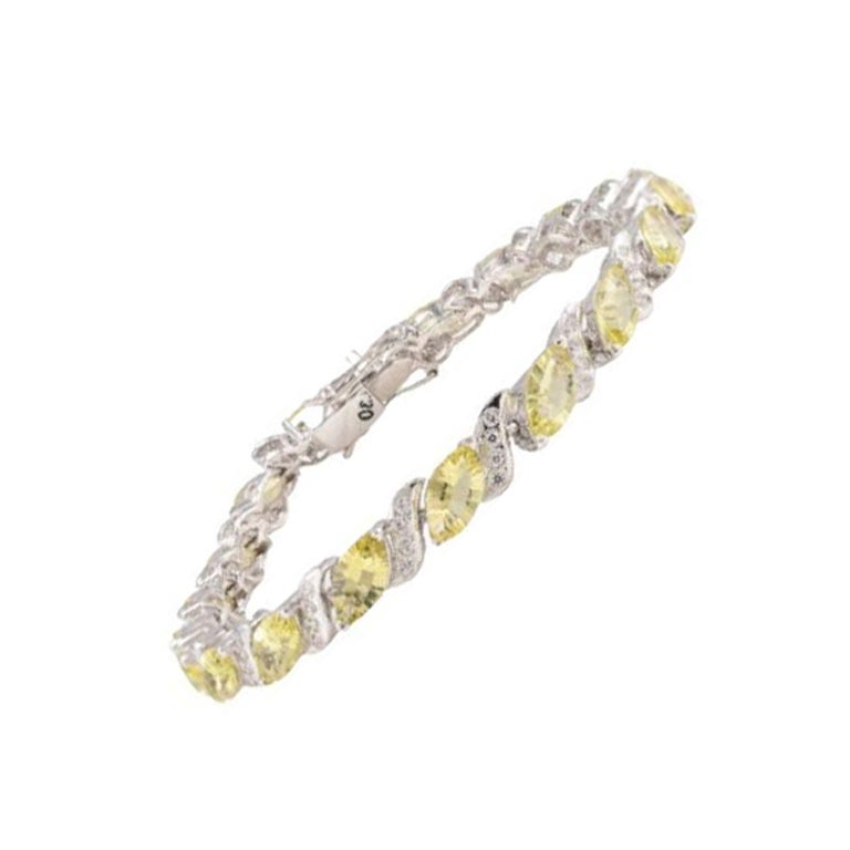 Lemon Topaz and Diamond Wedding Bracelet for Mom Gift Crafted in Sterling Silver For Sale