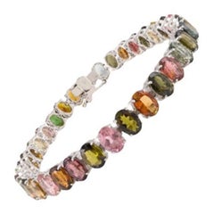 Multi Tourmaline Tennis Bracelet for Wedding Gift Made in 925 Sterling Silver