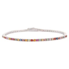 Bracelet ligne de saphirs naturels pour bijouterie pour mère en argent sterling 925