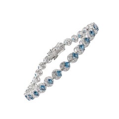 Stupendo bracciale tennis con diamanti e topazio blu di Londra per la mamma in argento sterling