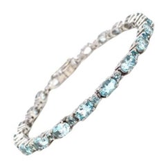 Bracelet tennis en argent sterling et aigue-marine naturelle 12,40 carats cadeau pour mère