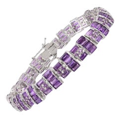 Art Deco Style 19.45 CTW Amethyst Sterling Siler Elegant Bracelet Gift for Her