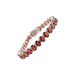 925 Sterling Silver 30.35 CTW Natural Garnet Wedding Tennis Bracelet for Mom