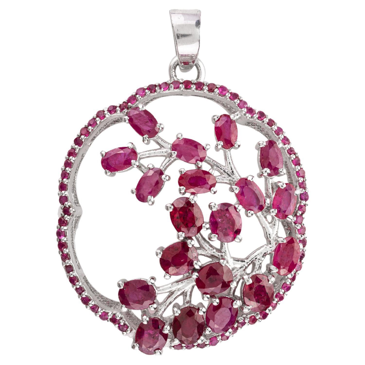 Ciondolo con albero della vita in vero rubino realizzato in argento Sterling Silver Regalo per la festa della mamma in vendita