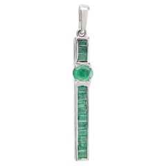 Lange Anhänger 925 Sterlingsilber Real Smaragd Unisex Geschenke mit Smaragd