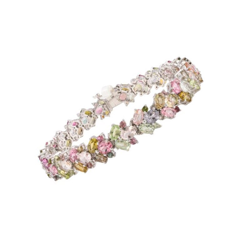 Beautiful Multi Tourmaline 925 Silver Bracelet Silver Jewelry Gift for Mom