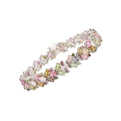 Beautiful Multi Tourmaline 925 Silver Bracelet Silver Jewelry Gift for Mom