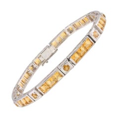 Bracelet tennis grand-mère en argent sterling avec citrine taille carrée