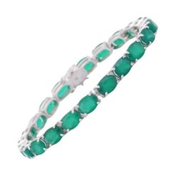 Bracciale tennis con gemme di onice verde da 26,8 carati, regalo per la mamma in argento sterling