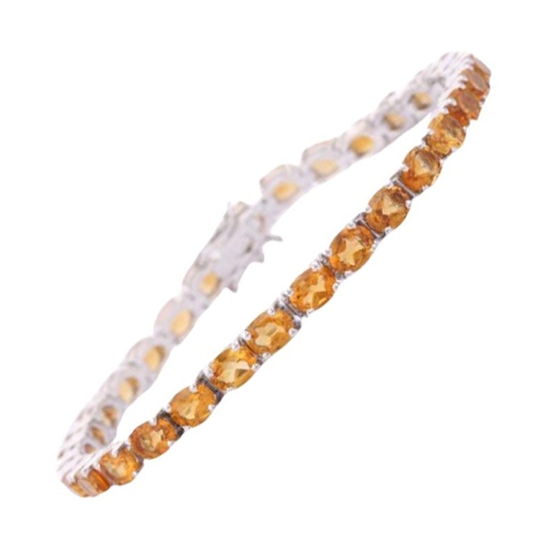 Natural 5.20 CT Citrine Gemstone Oval Cut Tennis Bracelet in Silver Mom Jewelry For Sale