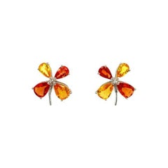 Everyday Multi Sapphire Clover Flower Earrings Best Graduation Gift in Silver