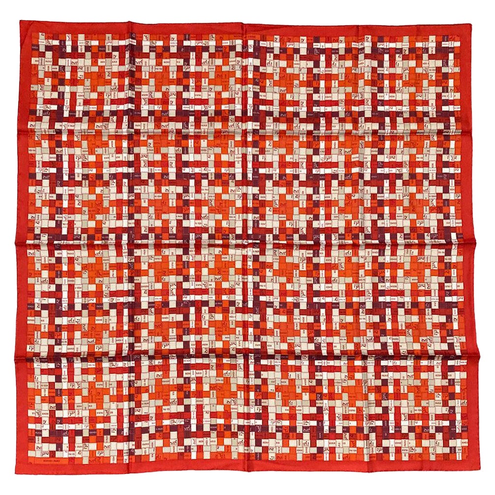 NWT Hermes Bolduc Au Carre Scarf 90 Rouge Bordeaux Gris